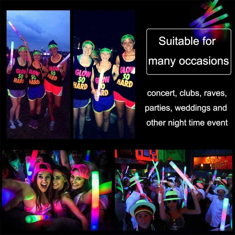 Multi-color LED Foam Glow Sticks, Eletrônico Light Up Sticks, Material para festa, casamento, aniversário, concerto, Natal