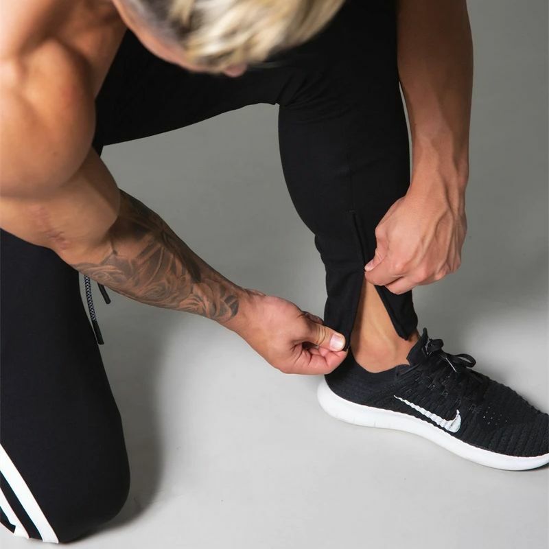 Cotton fashion fitness men's sports pants Running workout men's pants Solid color mixed casual pants