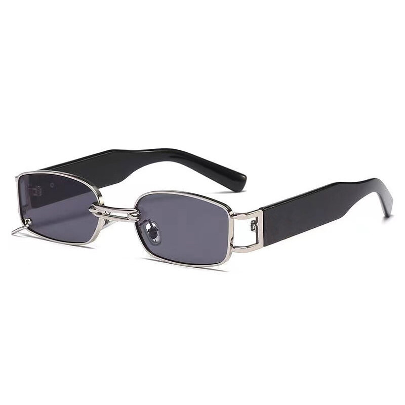 Женские квадратные солнцезащитные очки в стиле панк, модные маленькие солнцезащитные очки в металлической оправе, дизайнерские винтажные прямоугольные очки в стиле ретро, 2023