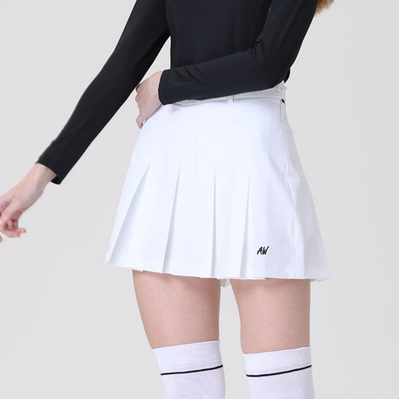 Azureway Ladies Golf Skirt Women Elastic Slim Skort Women Anti-light Pencil Culottes with Inner Short Korean Style Sports Skirt