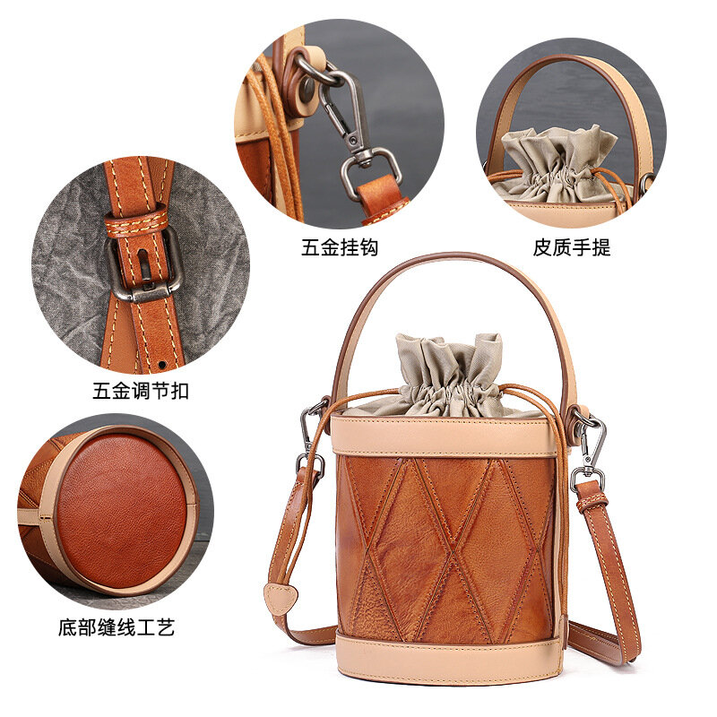 Genuine leather women's handbag Retro crossbody travel handbag