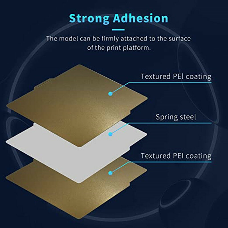 ENERGETIC Custom Size Double Sided Textured PEI Magnetic Spring Steel Build Plate 257.5x257.5mm for Lab X1 3D Printer Bed