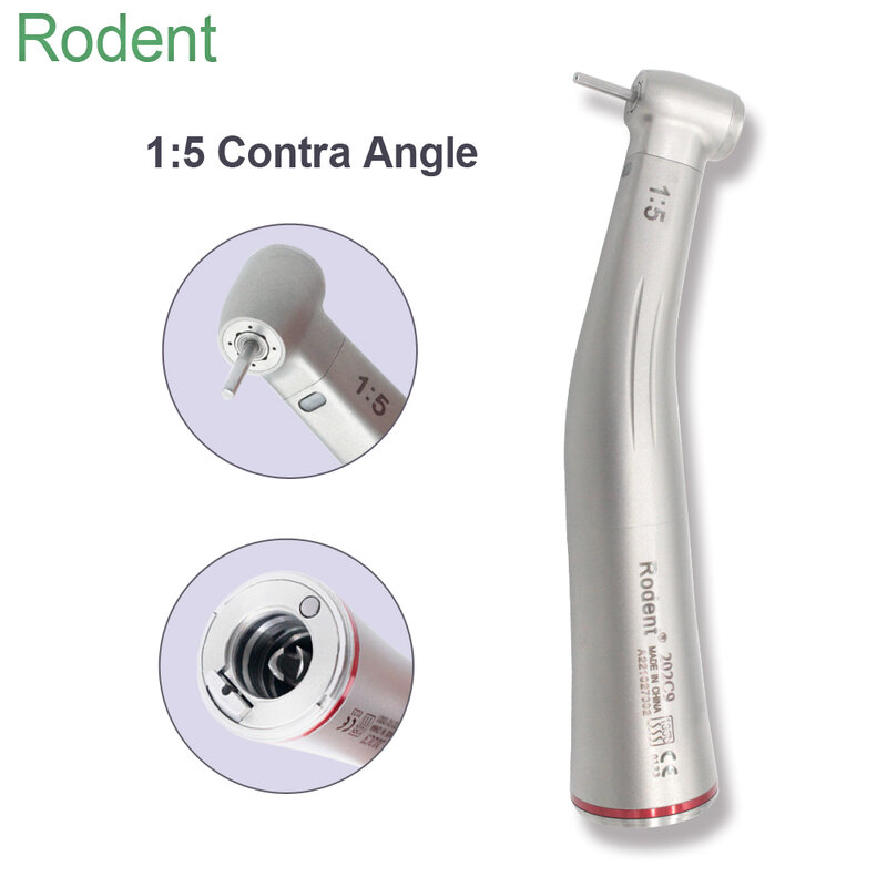 Dental fábrica equipamentos aumentando anel vermelho 1:5 com luz contra ângulo handpiece botão handpiece dental handpiece