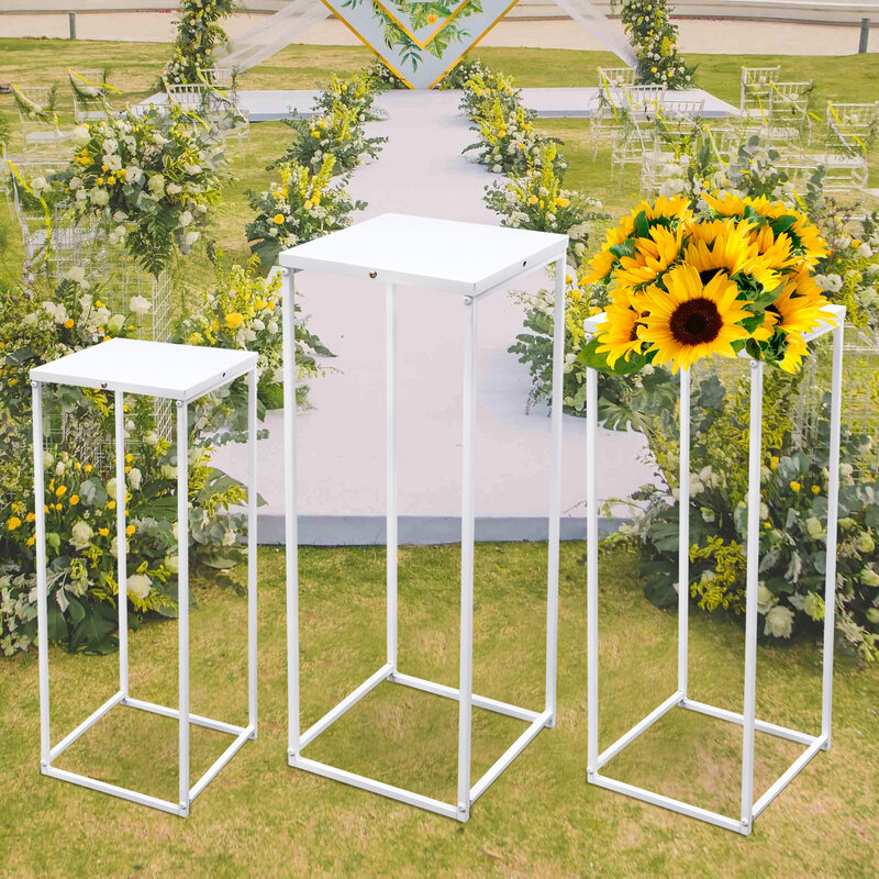 花と植物のための正方形の金属製スタンド,3個,結婚式,リビングルーム,パティオの装飾用のスタンド