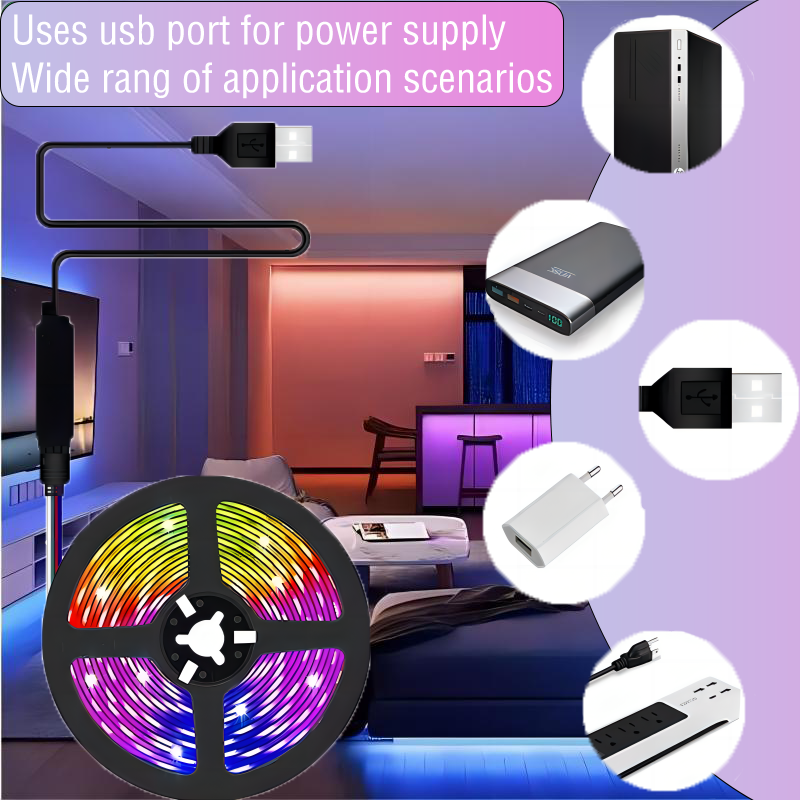 Светодиодная лента 5050 RGB с дистанционным управлением через приложение Bluetooth, 1 м, 2 м, 3 м, 4 м, 5 м, 10 м, 15 м, 20 м, USB подсветка для украшения стен и праздников