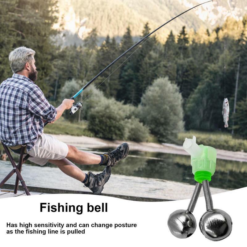 Campane da pesca Clip luminoso esca luce di allarme Twin Bells Clip Alerter Dual Ring Fishing Bite Alarm per Night Fishing Rod Bite