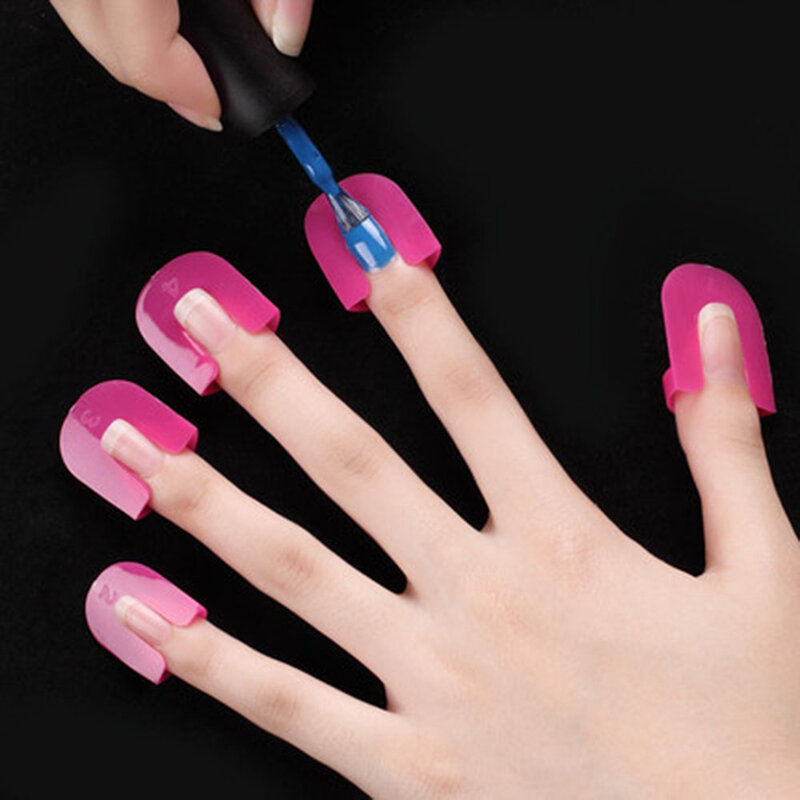 10 Pcs 1 Set/Pro Manicure Finger Nail Art Case Design Tips Cover Polish Shield Protector Tool
