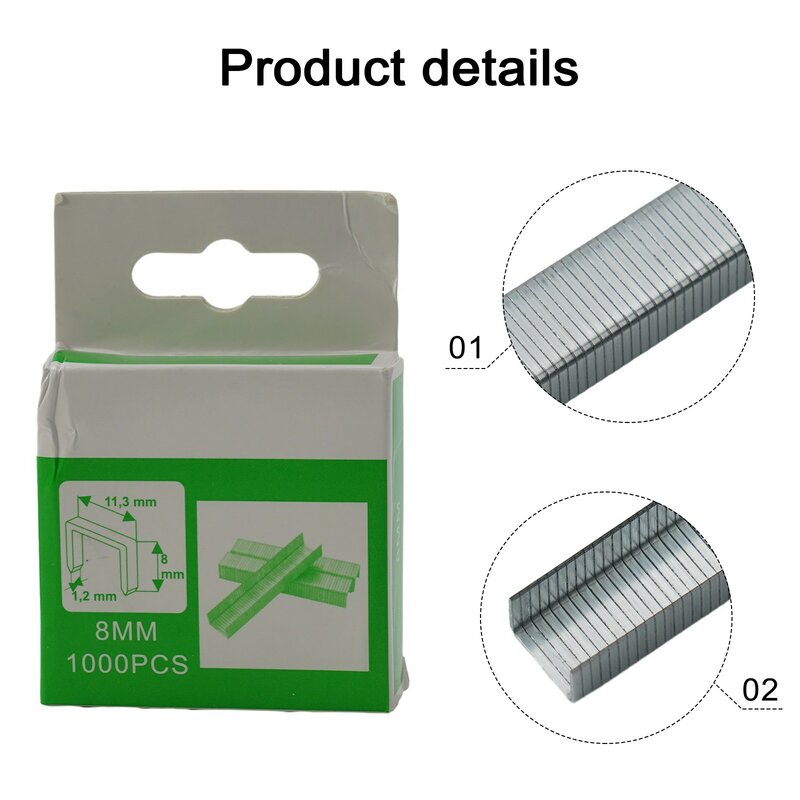 High Quality Brand New Staples Nails Tools 12mm/8mm/10mm 1000Pcs Brad Nails Door Nail Packaging Silver T Shaped