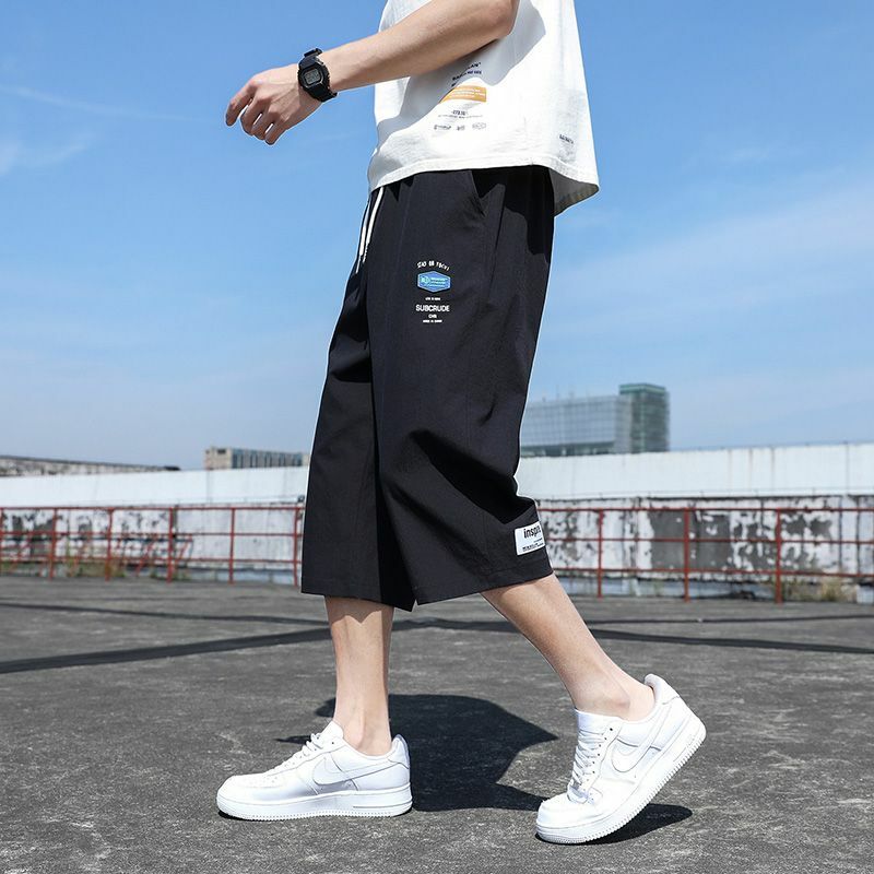 Elegante Mode Harajuku Slim Fit männliche Kleidung locker lässig alle Match Sport hose feste Taschen dünne Stil gerade Bein Hose