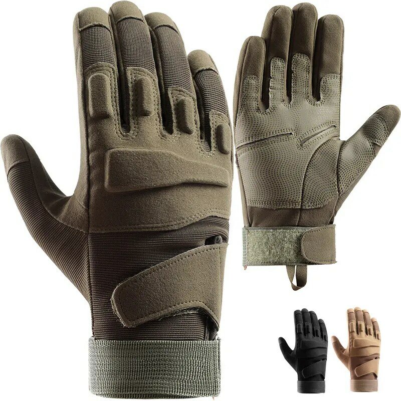 Guanti da moto da uomo guanti da ciclismo tattici militari da caccia con protezione per le nocche guanti sportivi con dita intere