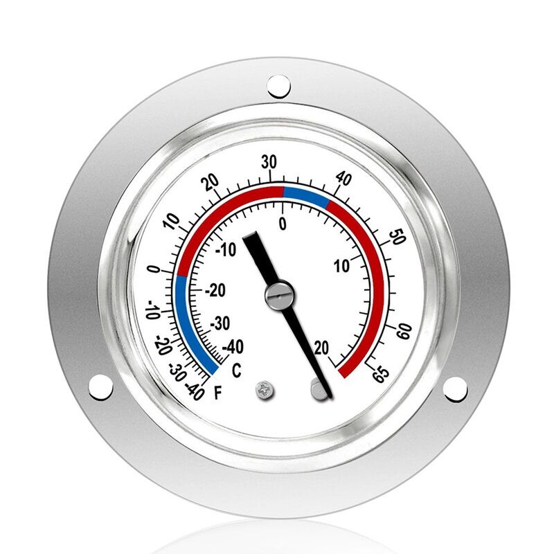 Cooler Thermometer Capillary Design Refrigeration Gauge, -40 To 65℉ / -40 To 20℃, 2Inch Dial Stainless Steel Panel Mount