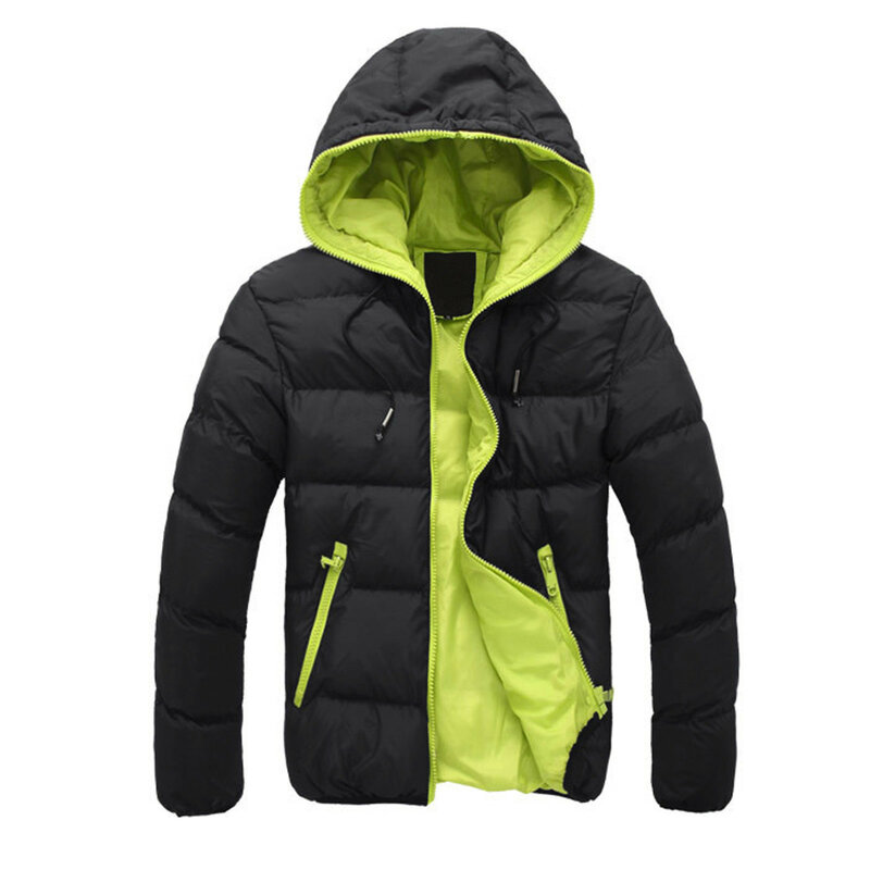 Jaket bulu halus hangat untuk pria, jaket olahraga musim dingin warna polos, jaket down berbantalan tahan angin dan hangat untuk pria