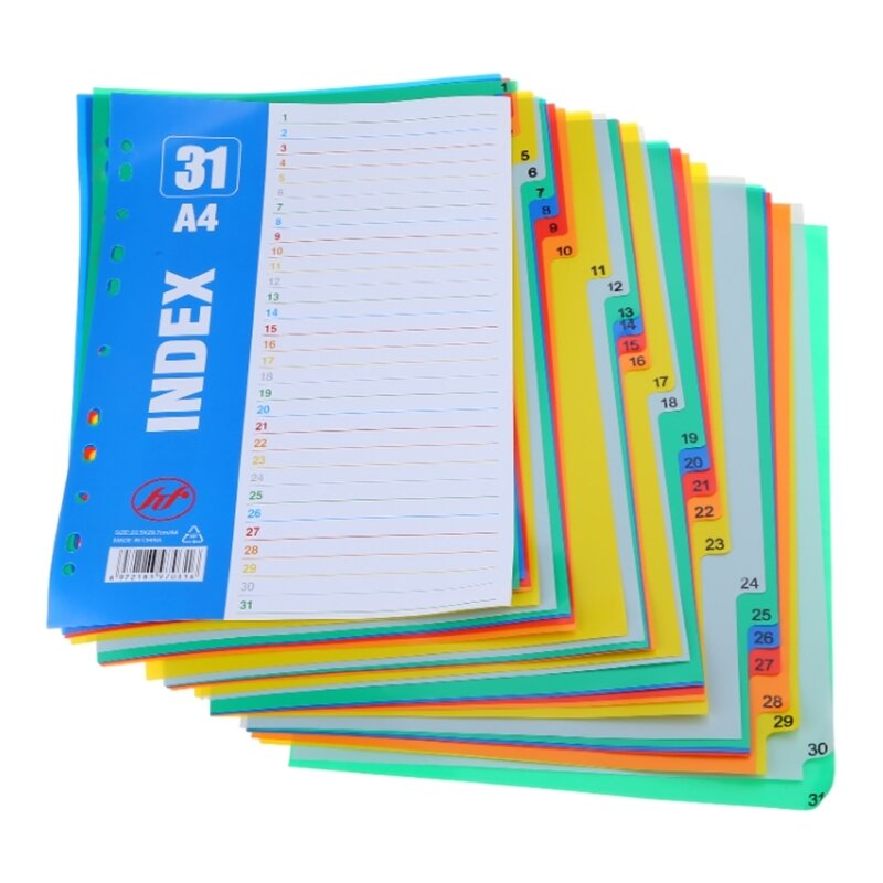 31 Blatt Ordner-Trennblätter A, 4 Ordner-Trennblätter, farbige Ordner-Trennblätter mit 11 Löchern