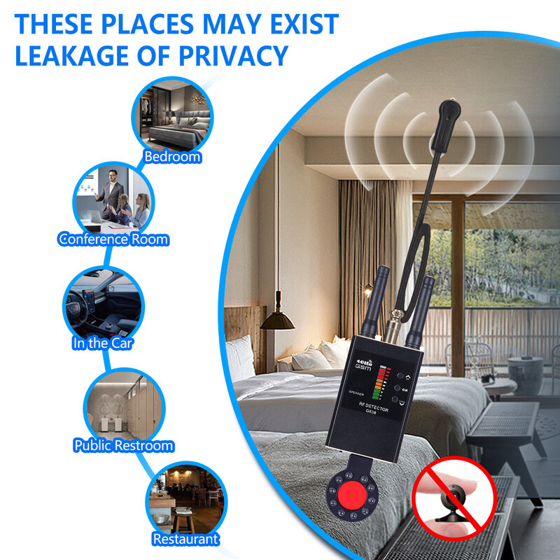 Three Antennas Anti Spy Wireless RF Signal Detector Bug GSM GPS Tracker Hidden Camera Eavesdropping Device Scanner Professional