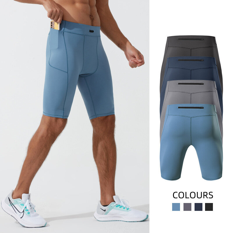 Shorts de compressão rápida para homens, calças justas para musculação, leggings fitness, cintura elástica, calças esportivas, ginásio correndo