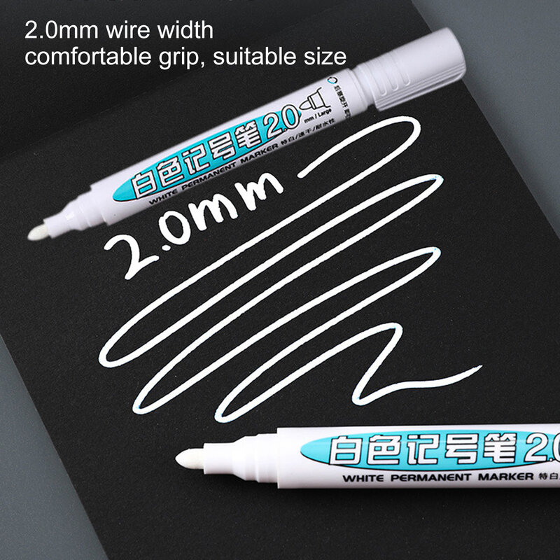 4 Pack 1/2mm Permanent Oily White Markers Pens Waterproof Tire Painting Graffiti Environmental Gel Pen Notebook Drawing Supplies