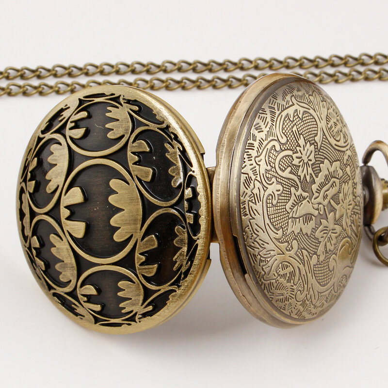 Arabische Ziffern zeigen Quarz Taschenuhren Vintage Bronze Frauen Männer Halskette mit Kette Geschenke reloj hombre