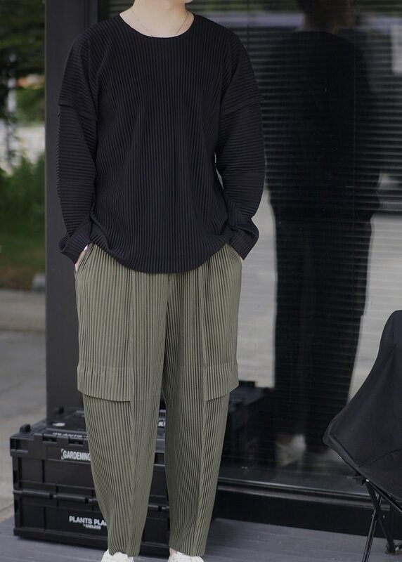 Брюки-карго Miyake мужские Плиссированные, свободные модные повседневные штаны, уличная одежда