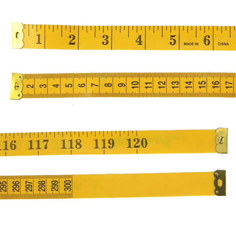 Cinta de medida corporal para costura, regla de medida suave y duradera, 3 metros, 300 CM, plástico PVC, amarillo, alta calidad