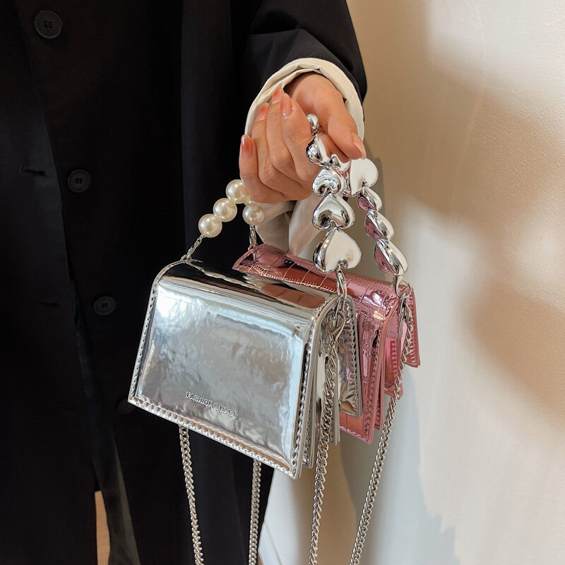 Миниатюрная сумка через плечо с каменным узором для женщин, кожаная модная сумочка золотого и серебряного цвета, дизайнерский чемоданчик на ремне для телефона для девушек и женщин