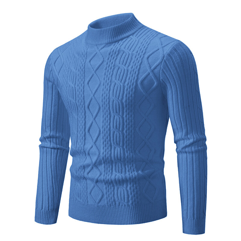 4 style! 2023 męski zimowy sweter z solidnym żakardowym dekoltem z okrągłym dekoltem dzianinowe swetry ciepła, Slim sweter wysokiej jakości mężczyzn od gruba
