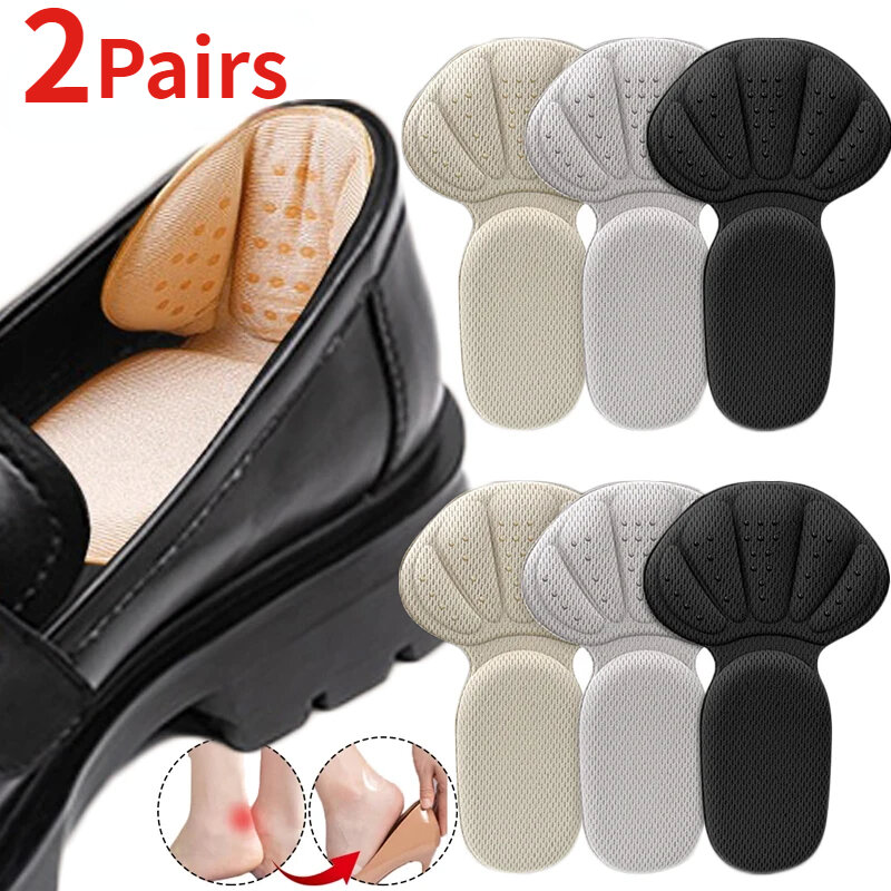 2 Pairs 2 in 1 Sponge Heel Cushion Back of Inserts Heel Protectors Shoe Pads for Shoe Too Big Soft Mesh Heel Grips Shoes Insoles