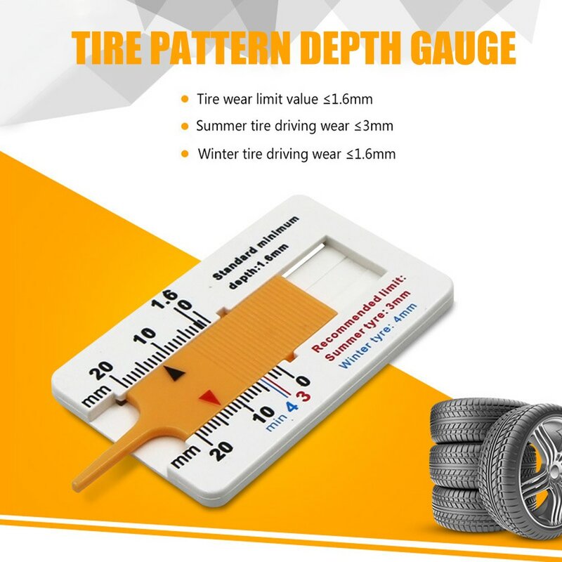 Régua plástico do passo do pneu, profundidade indicador Gauge, carro pneu, deptômetro calibre, motocicleta Trailer Van roda medida, 0-20mm