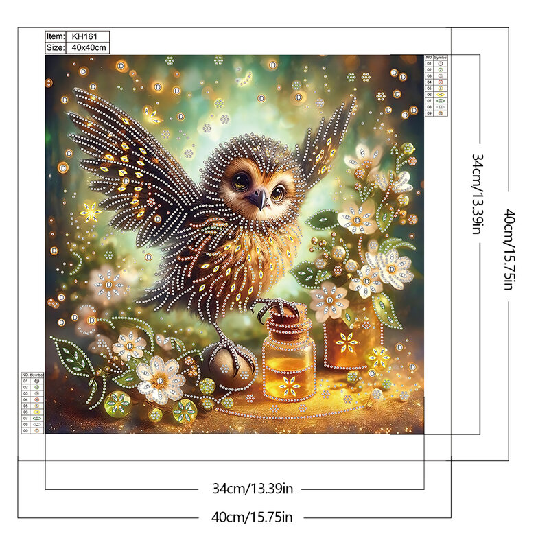 5D DIY Partial Special Shaped Drill Diamond Painting Animals Decoration 40x40cm