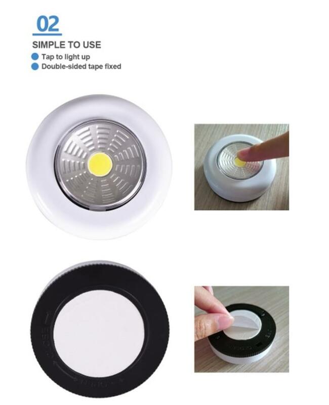 1/3 szt. Czujnik dotykowy LED lampki nocne zasilane bateryjnie samoprzylepne lampy ścienne okrągłe przenośne ściemnianie pokój Lamp nocnego