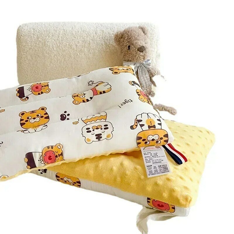 Cuscino per bebè cuscino per collo in puro cotone neonato traspirante e confortevole accessorio per la crescita del cuscino animale del fumetto