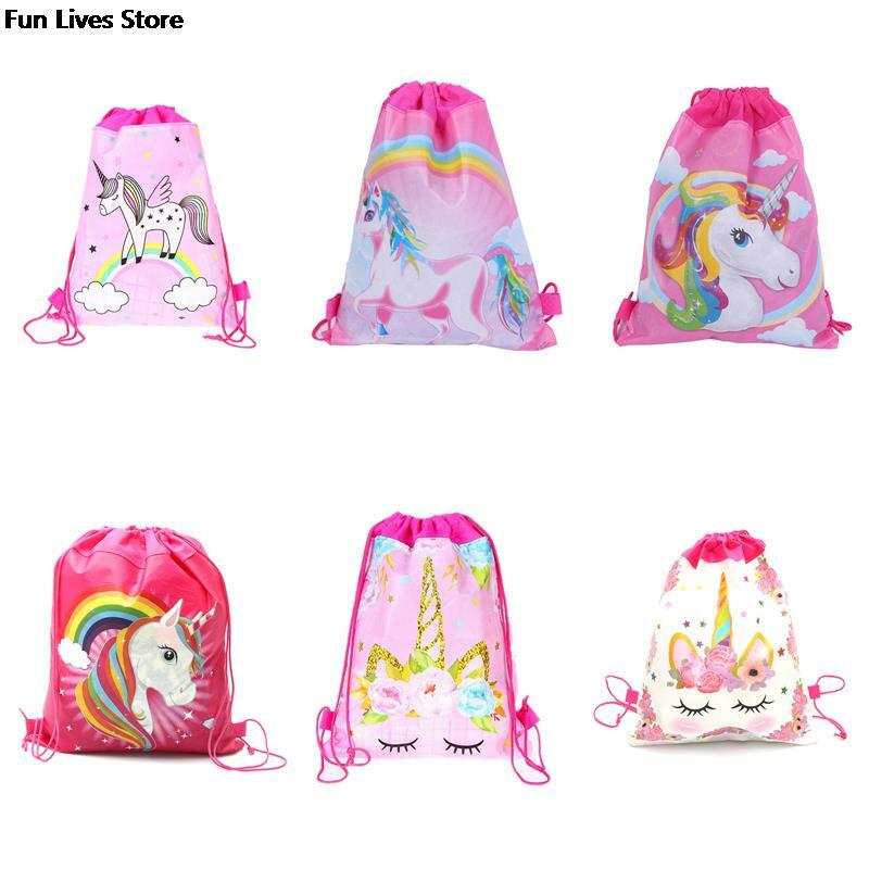 Drawstring Strap Pocket Storage Bag Unicorn Backpack For Adult Children Waterproof Backpacks Cartoon Sundries Bags Cute Satchel