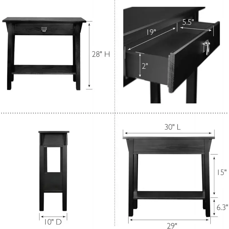 Leick Mission Hall Console Table, Slate Black