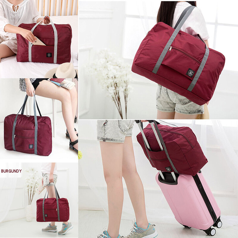 휴대용 접이식 대용량 더플 가방, 여행 액세서리, 핑크 플라워 시리즈, 의류 정리함