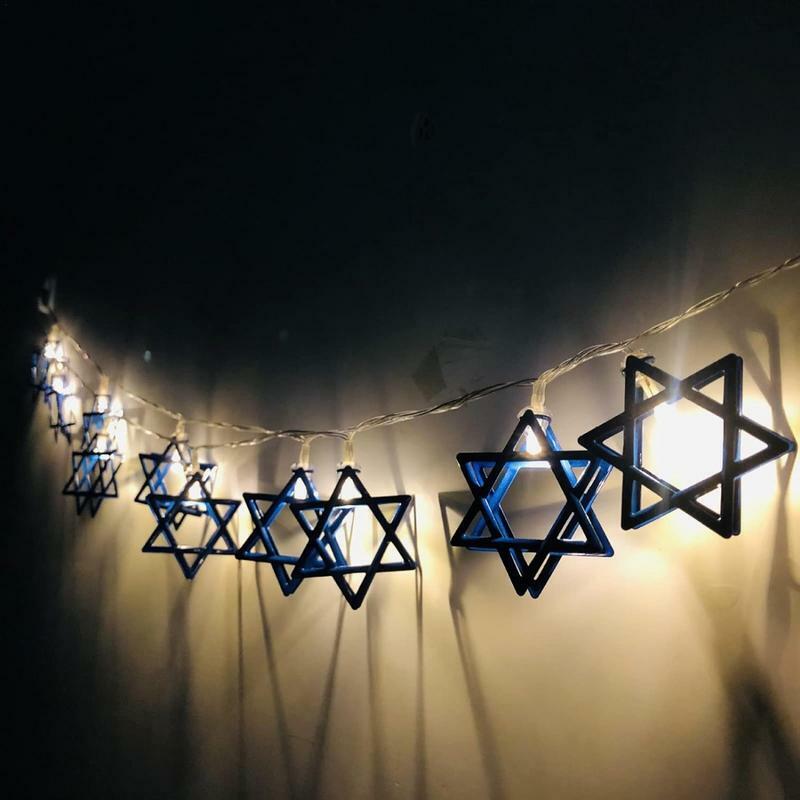 Hanukkah lampu jendela tali lampu untuk Hanukkah baterai dioperasikan Chanukah tali lampu dekoratif untuk perapian kamar tidur