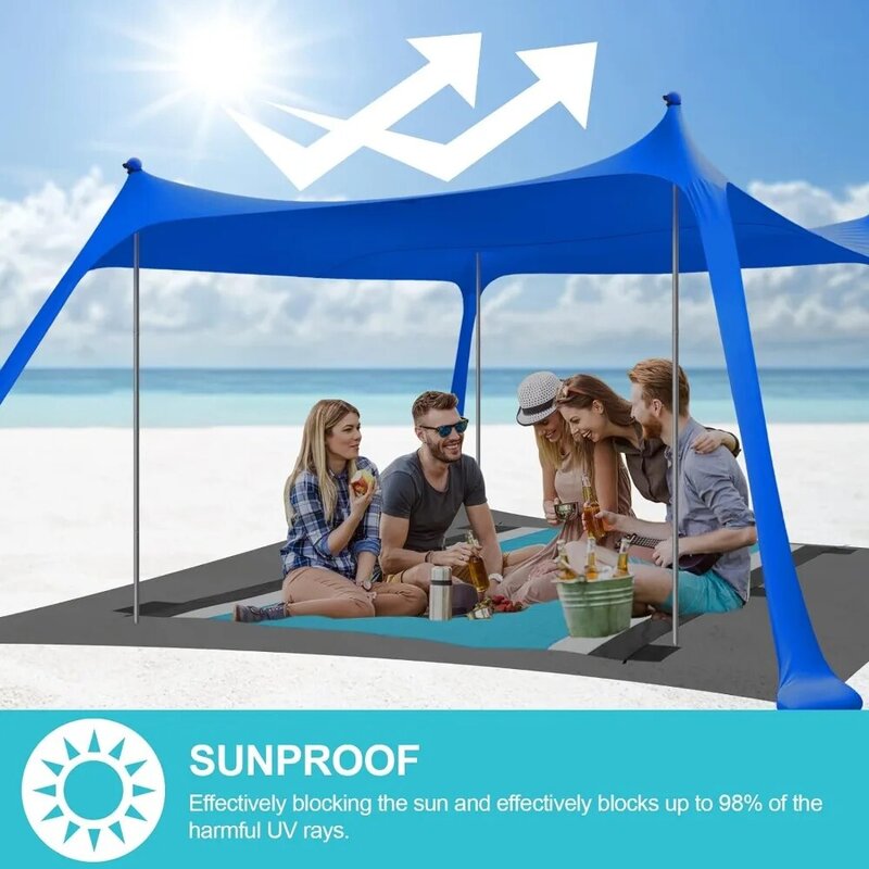 خيمة شاطئ منبثقة مع حماية من فوق البنفسجية ، مظلة محمولة ، 10 × 10 قدم