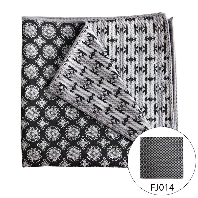 Pañuelo de seda de moda para hombre, pañuelos cuadrados de bolsillo Vintage, pañuelos a rayas, negro sólido, gris, 25cm, hechos a mano