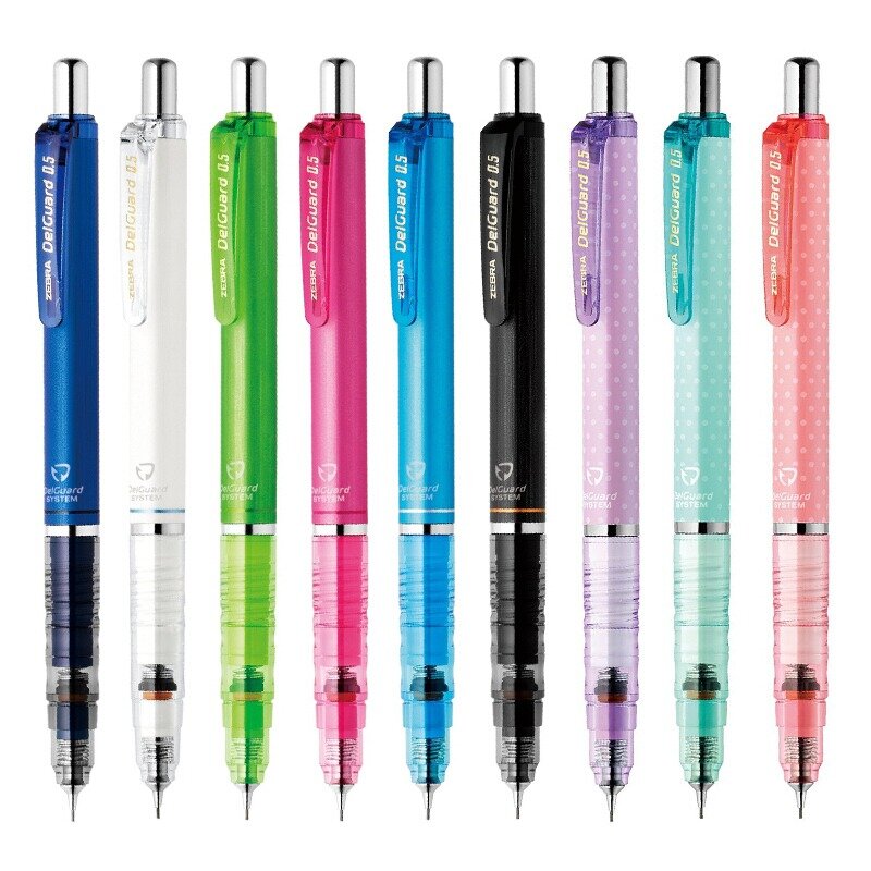 Zebra-lápiz mecánico Ma85 DelGuard, 1 piezas, 0,5mm, 0,3mm, 0,7mm, lápices multicolores irrompibles con goma de borrar para proveedor escolar