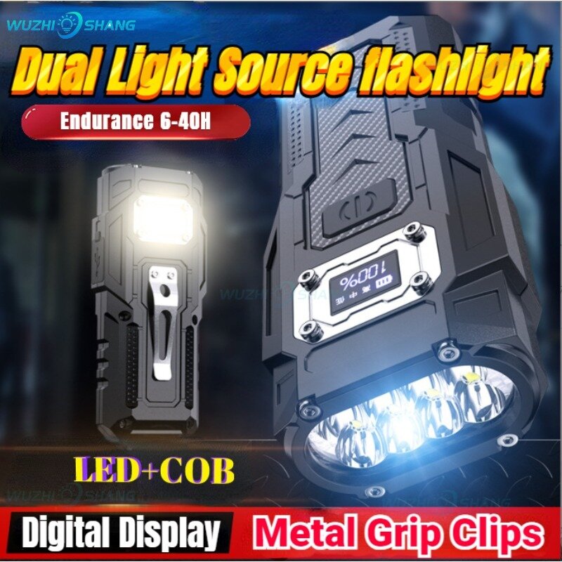 Powerful LED Flashlight with Side Lights Power Bank FLSTAR FIRE Portable Lantern Multifunctional Work Light Endurance Torch