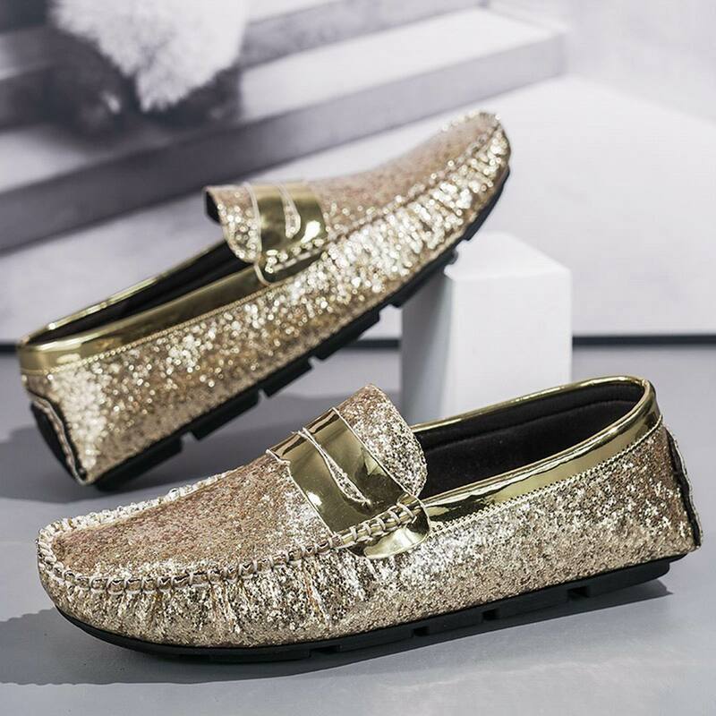 Loafers Men Handmade Artificial Leather Loafers for Men Casual Driving Shoes Comfortable Lazy Gold Luxury Men Loafer Shoes