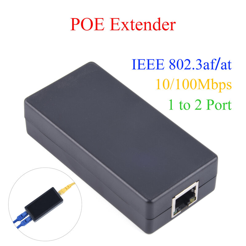 Poe Extender 1 Naar 2 Poort Repeater 100Mbps Met Ieee 802.3af/Bij Standaard Voor Nvr Ip Camera Ap Switch Poe Max Breiden 80M/262.47ft