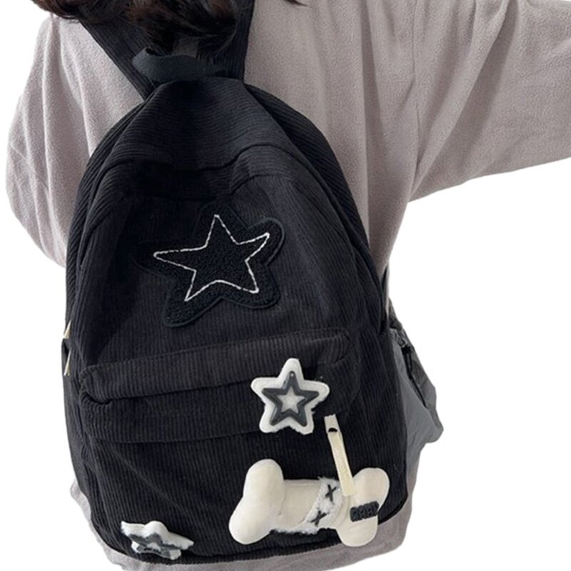 2024 nova bolsa livro para menina mochila veludo leve bolsa escolar com padrão estrela