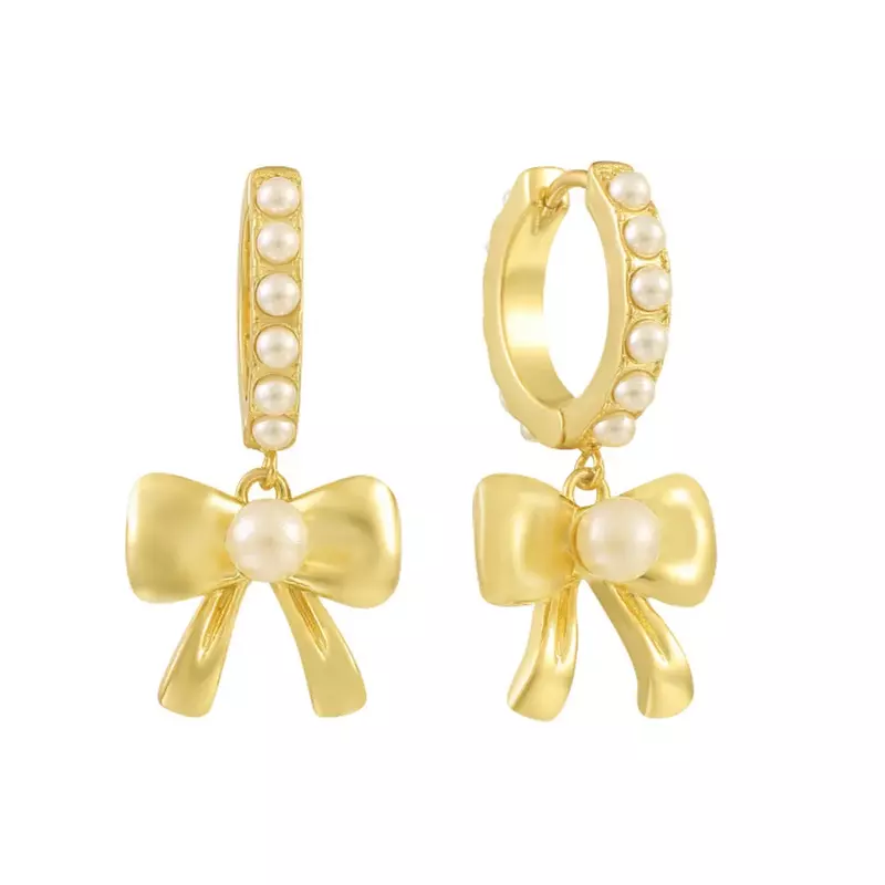Clips para la oreja con lazo de Color dorado y plateado Kpop 2024 para mujer, pendientes de circón Rosa dulce, sin perforación, estética, regalos de joyería