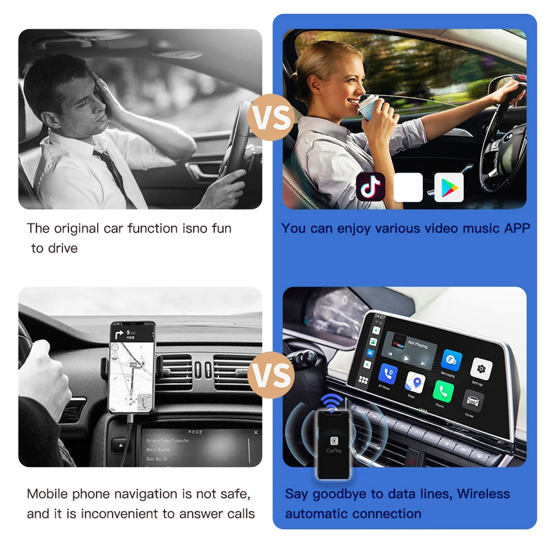 Mini boîtier CarPlay sans fil, Android 11, AI Box, GPS intégré, Epi3 G + 32G, 4G, Permanence, Volvo, Ford, Benz, VW, Audi, Kia