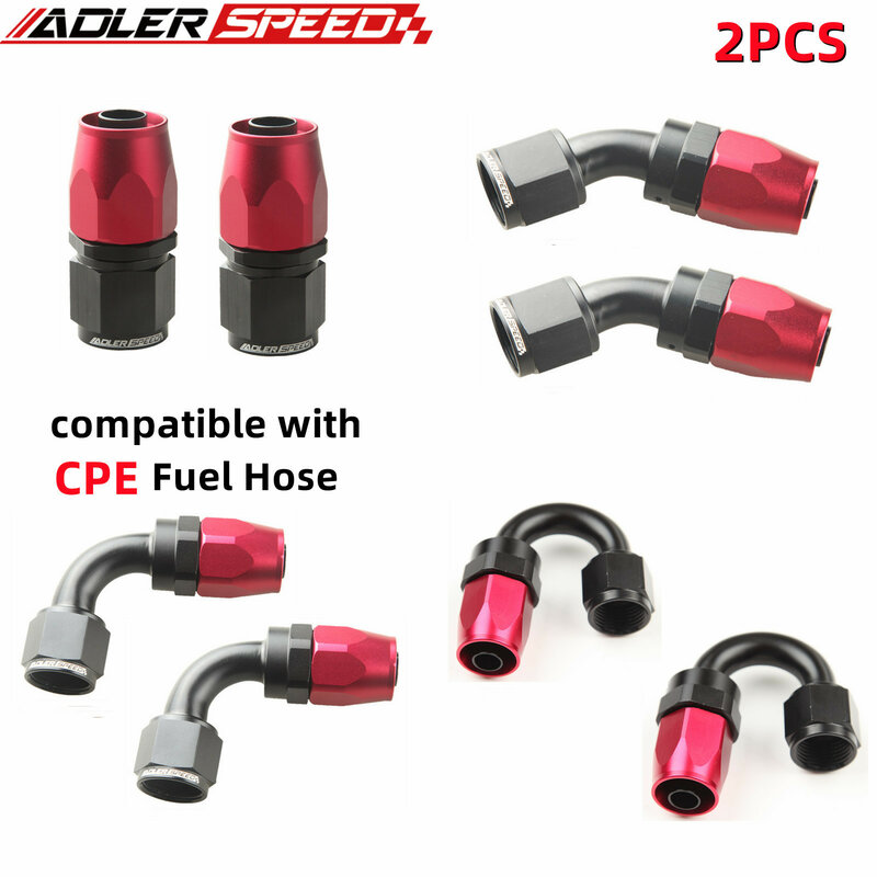 ADLERSPEED 2PCS -12AN AN12 Straight 0°/45°/90°/180° Degree Swivel Oil/Fuel/Gas Line Hose End Fitting Adapter