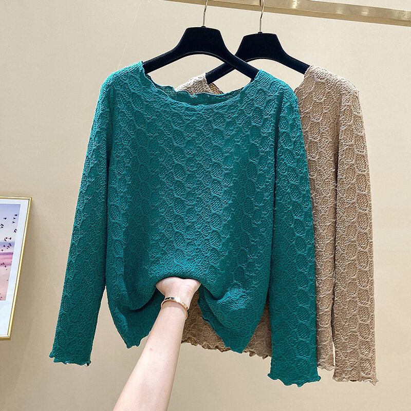 Suéter de punto grande para mujer, camisa fina holgada de estilo exterior, versátil, a la moda, primavera, 2022