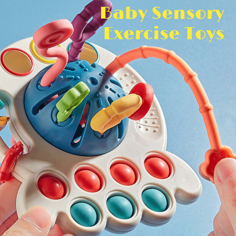 เด็ก Montessori Sensory Development ของเล่นเพื่อการศึกษาดึง String Finger จับการฝึกอบรมการเรียนรู้ของเล่น Teething BPA ฟรี1-3Y