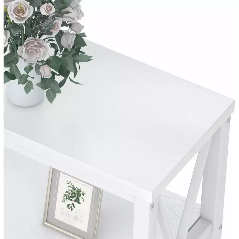 طاولة كونسول صناعية FATORRI للمدخل ، طاولة أريكة طويلة ريفية ، أرفف 3 طبقات ، ممر أبيض