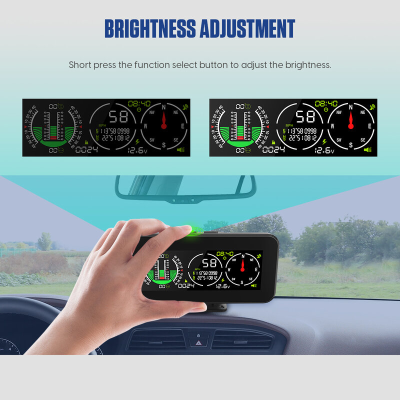 M60 carro bússola inclinômetro velocímetro gps velocidade inclinação digital medidor de inclinação auto fora da estrada acessórios