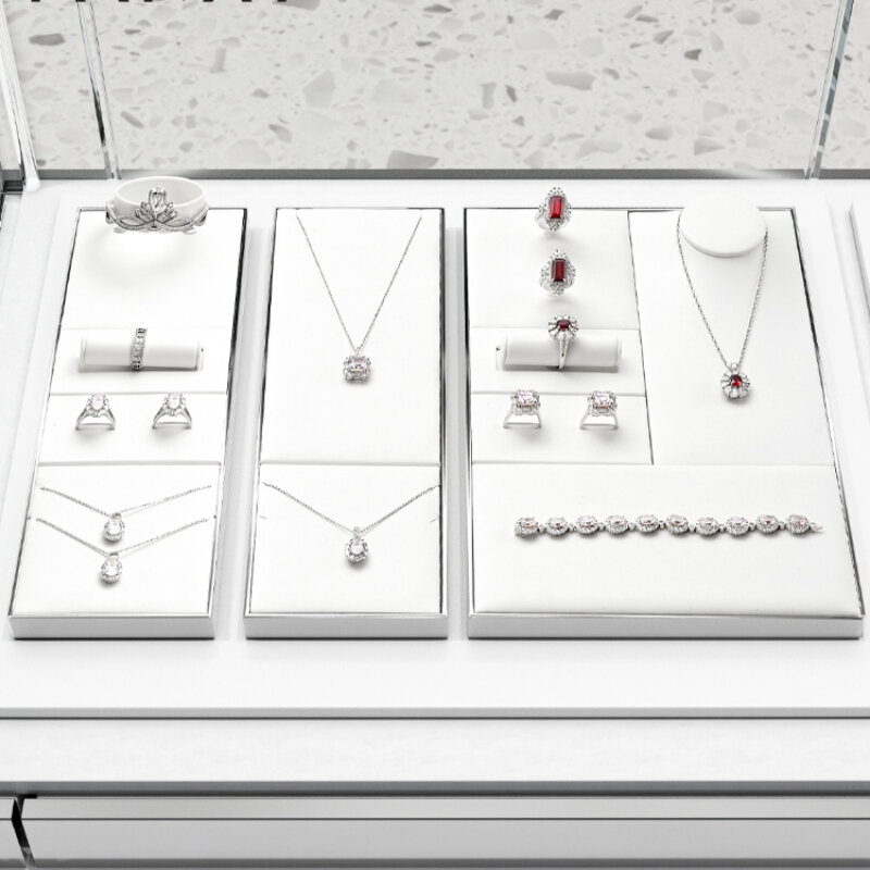 Estante de exhibición de joyería de gama alta, accesorios de exhibición de anillos, collares, relojes, Mostrador de pendientes