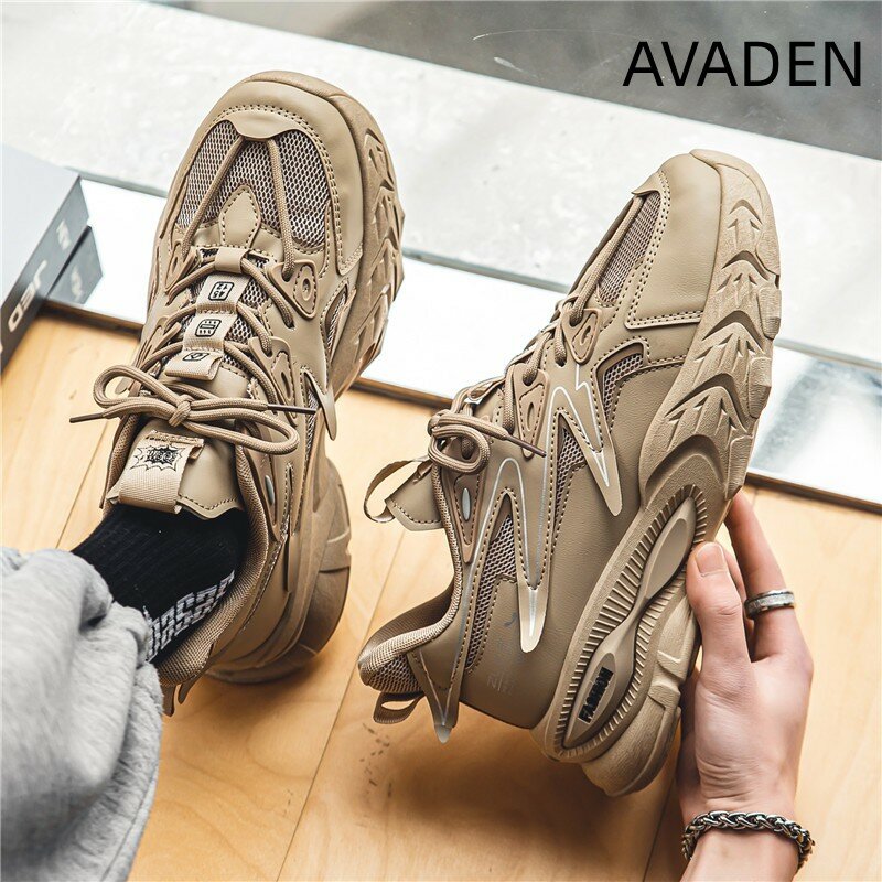 Casualowe buty sportowe dla mężczyzn z okrągłym noskiem lekka platforma na zewnątrz wygodne oddychające buty antypoślizgowe wiosna jesień główna